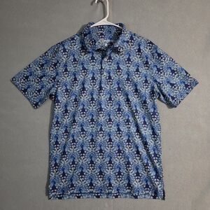 Chubbies Mens The Fan Out Performance Polo 2.0 AOP Peacock Size Small